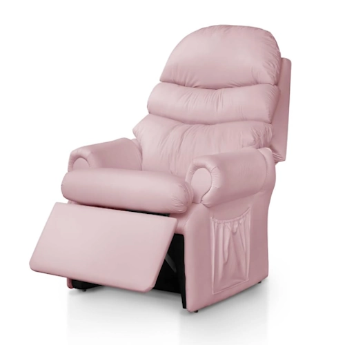 Poltrona de Amamentação, Poltrona Amamentação Reclinavel Courino Corano Acolchoada Rosa Top Sofa.